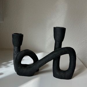 Black Resin Double Taper Candle Holder